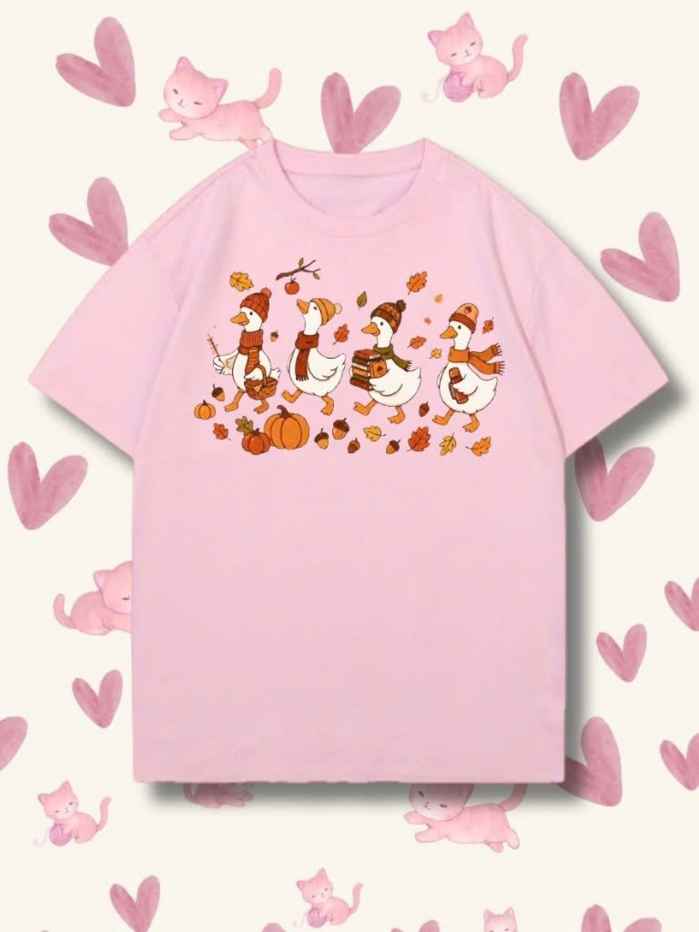 Cozy Autumn Duck Print T-Shirt – Cute & Adorable Style
